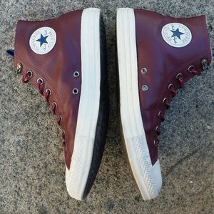 Maroon Leather Converse